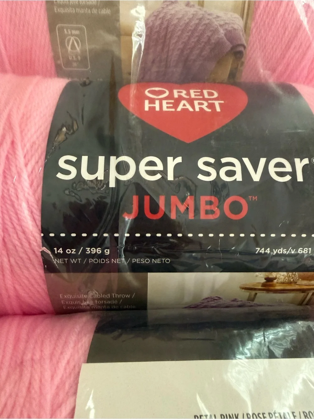Red Heart Super Saver Jumbo Yarn - Petal Pink - Picture 5 of 6